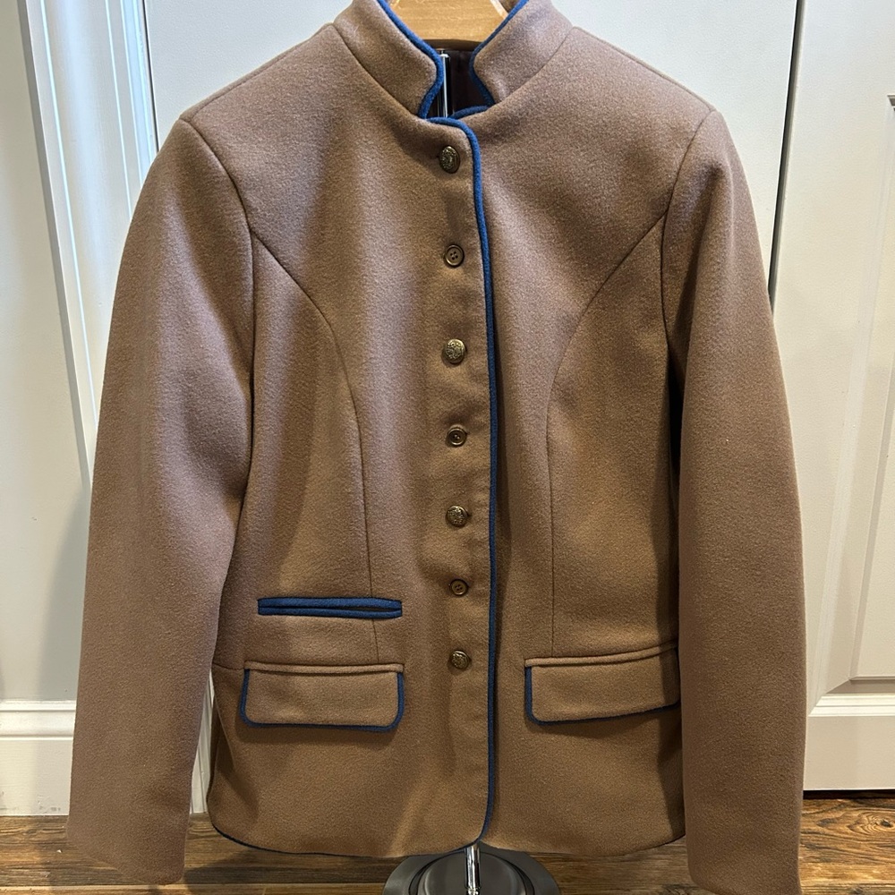 Structured Wool-Blend Jacket with Blue Trim - Size M New w/o Tags